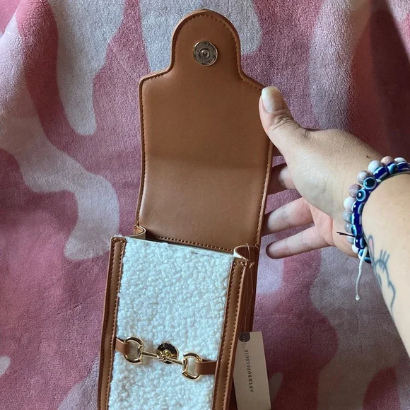 Anthropologie Cream and Tan Crossbody Bag - Picture 7 of 11
